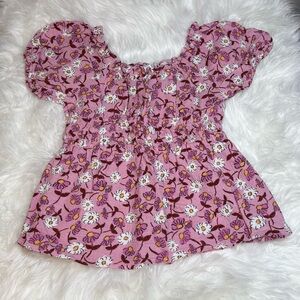 Floral Pink Puff Sleeve Top